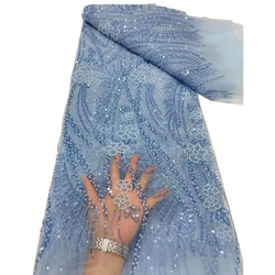 Wholesale African Sequins Beaded Lace Fabric 2026 High Quality Lace 5 Yards French Lace Fabric For Party Wedding Cloth