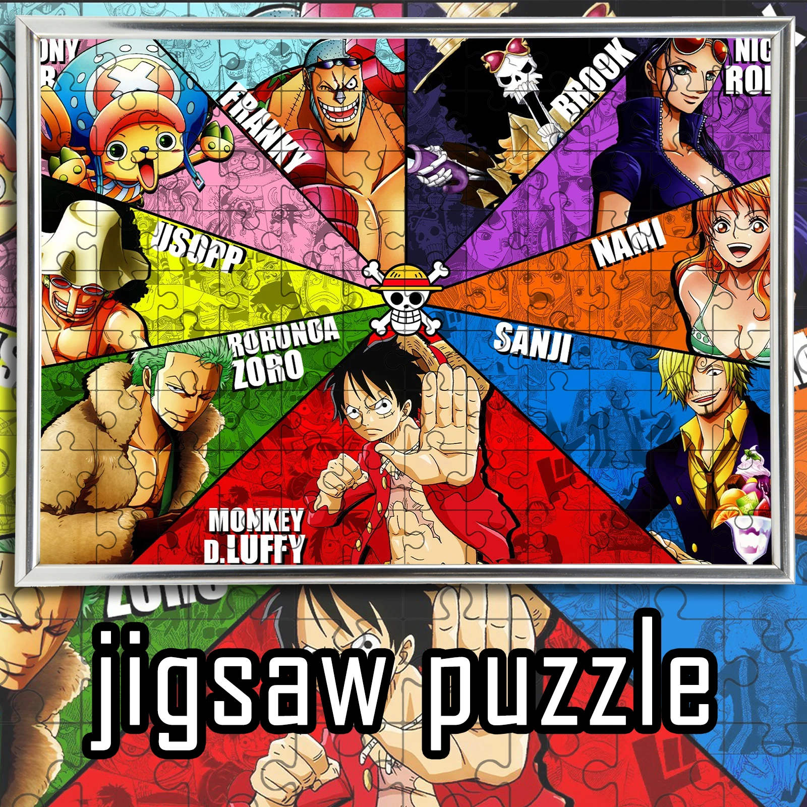 

ONE PIECE full staff fan-shaped theme Jigsaw 108/200/300/500/1000pcs wooden floor game puzzle,home decoration,gift