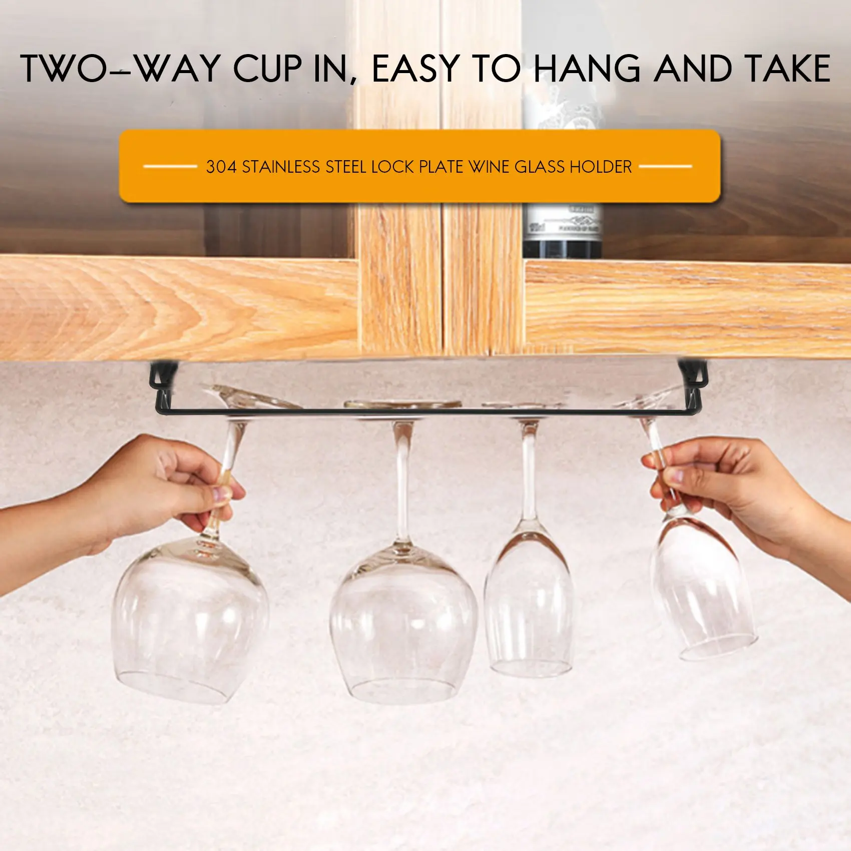 Grande Stemware Wine Glass Hanger Rack, sob o armário, Cozinha Bar Armazenamento, 17 "Conjunto de 2