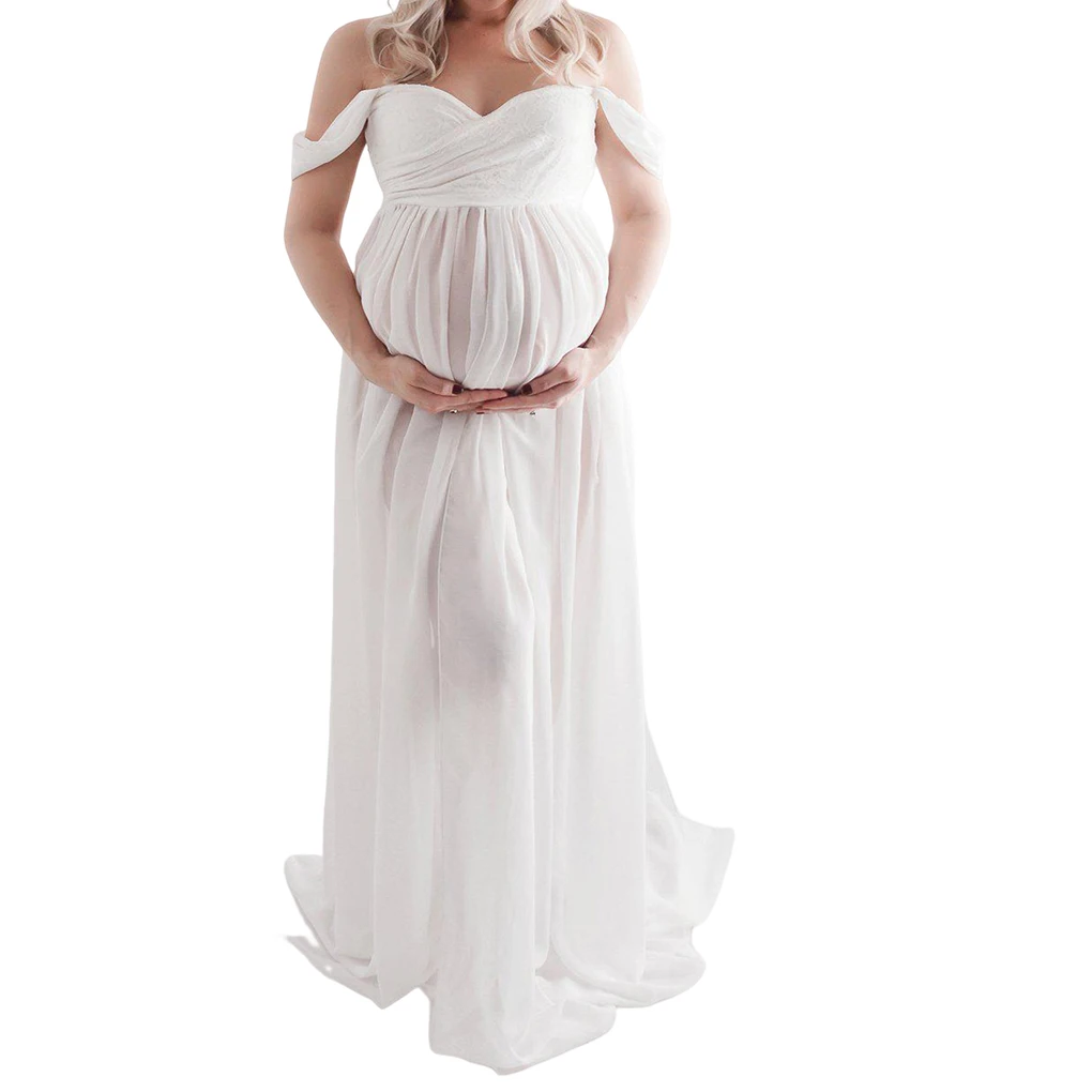 Maternity Photography Dress Gown Maxi Pregnancy Women Prop Yellow