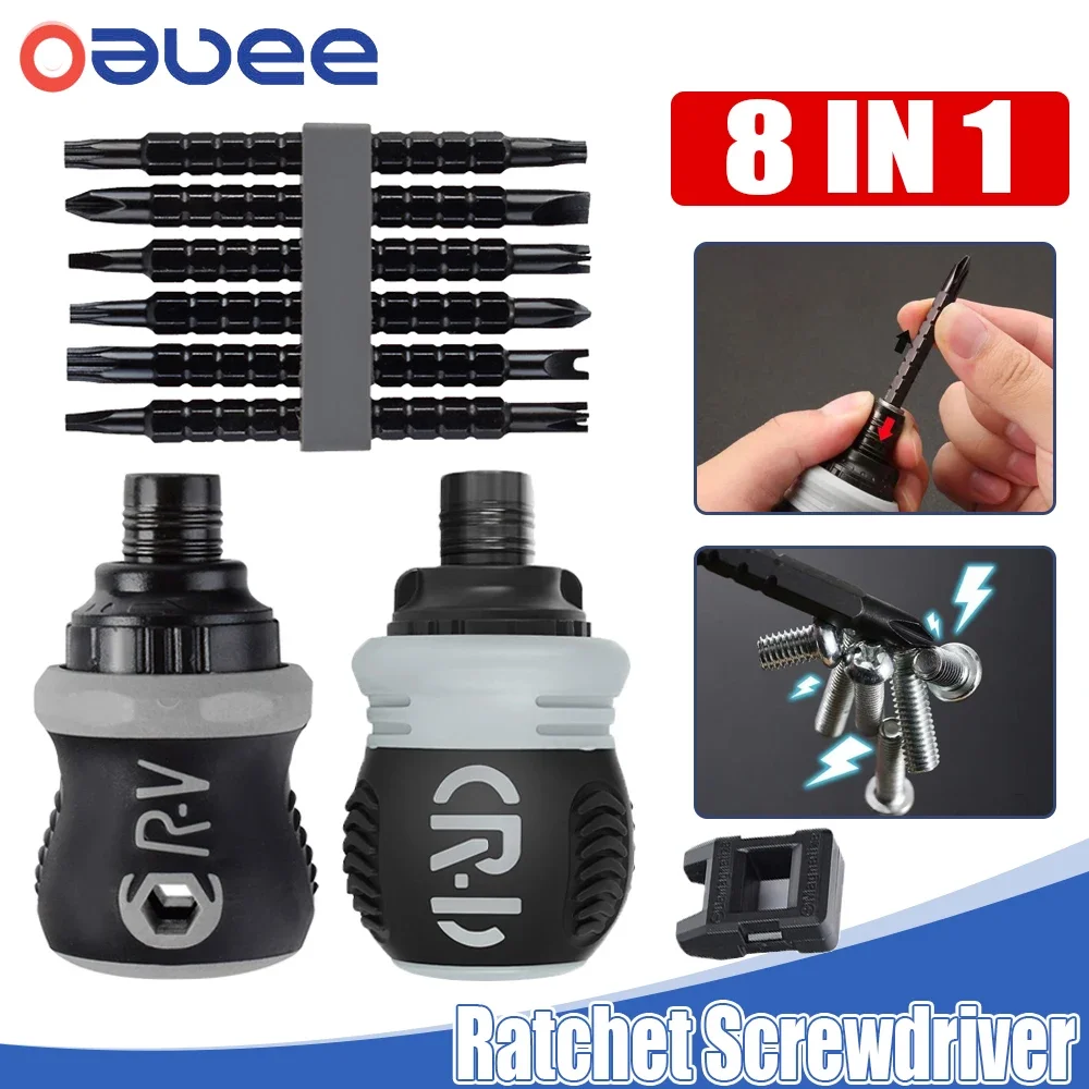 Mini Ratchet Screwdriver Rotating Handle Set CRV Telescopic Detachable Multi Shaped Short Handle Cross Triangle Head Repair Tool