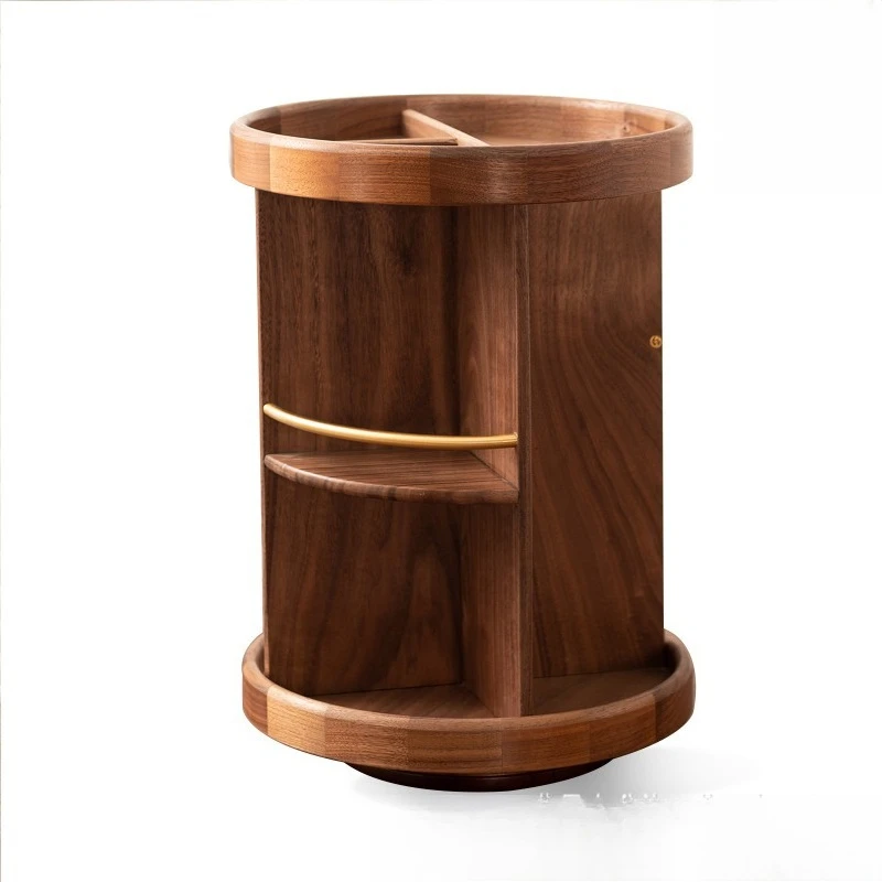 

Solid wood rotating cosmetic rack, multi-layer black walnut shelf, light luxury dresser storage rack, rotating seasoning rack