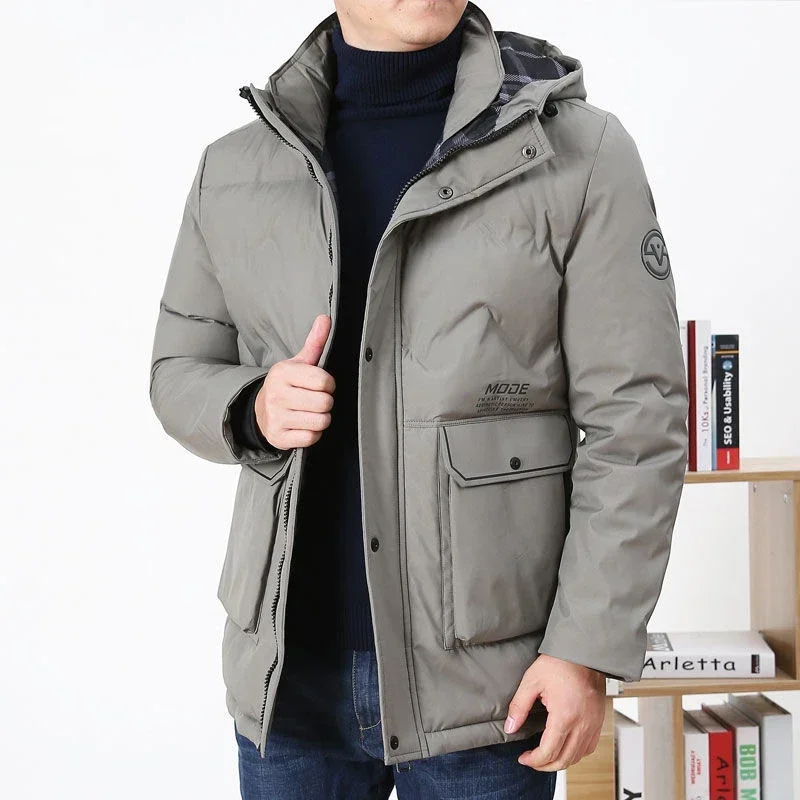 Multi-pocket Men\'s Winter Jacket Thicken Warm Slim Outdoor Parkas Coats Men Hooded Windbreaker Thick Warm Outerwear Down Coat