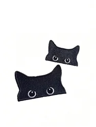 1 Piece Iron On Embroidery DIY Sticker Creative Cute Cartoon Animal Black Cat Clothing Accessories Patch