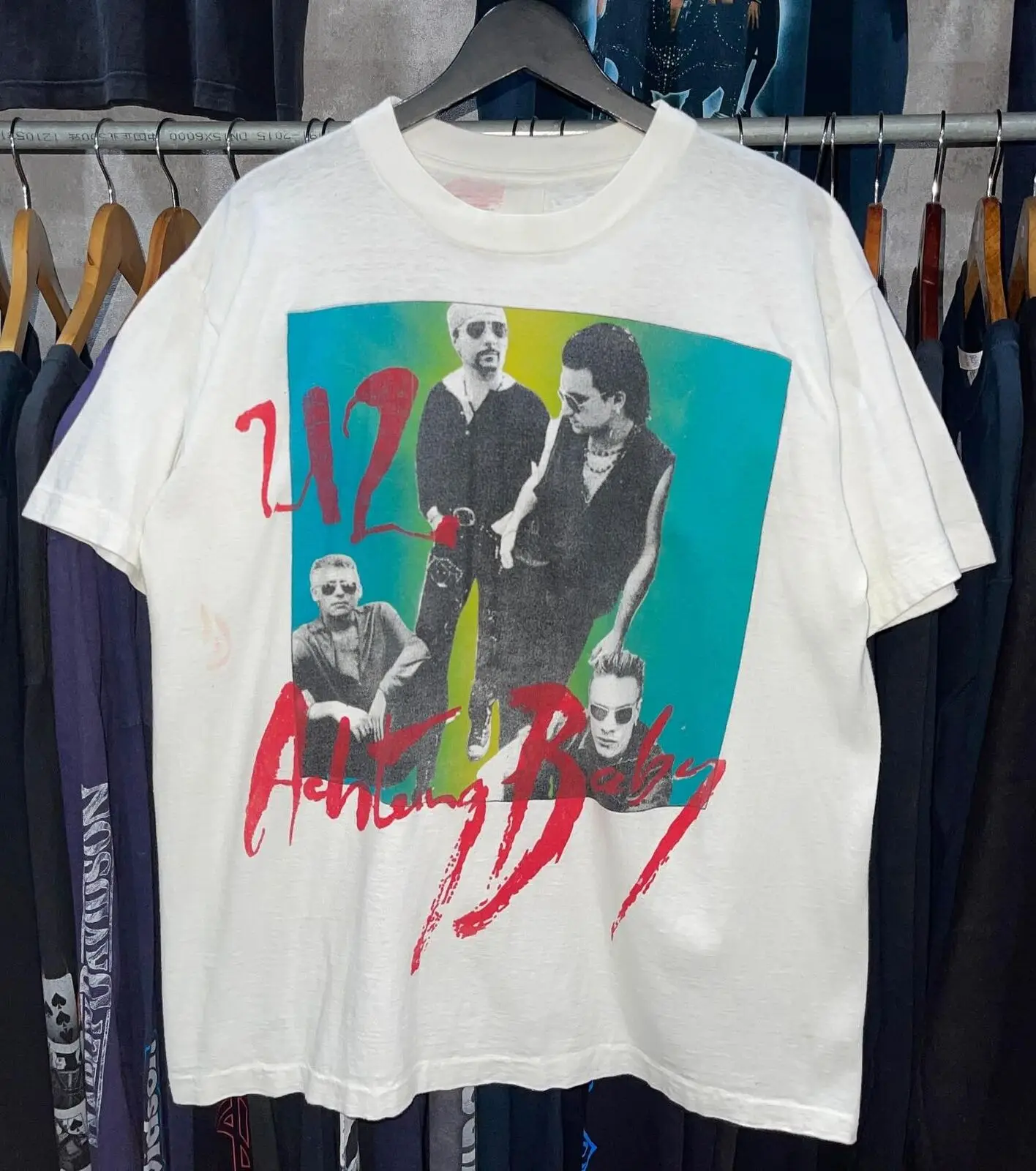 Reprint Vtg 1992 U2 Achtung Baby Zoo Tour white Short sleeve T shirt NH13309