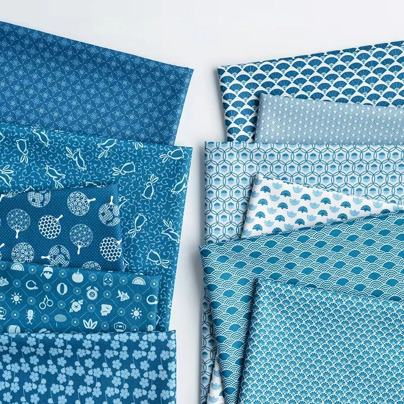 140x50cm 20s ropa Pastoral tela de algodón puro, para falda pantalones niños hecho a mano arte del té Indigo teñido costura tela