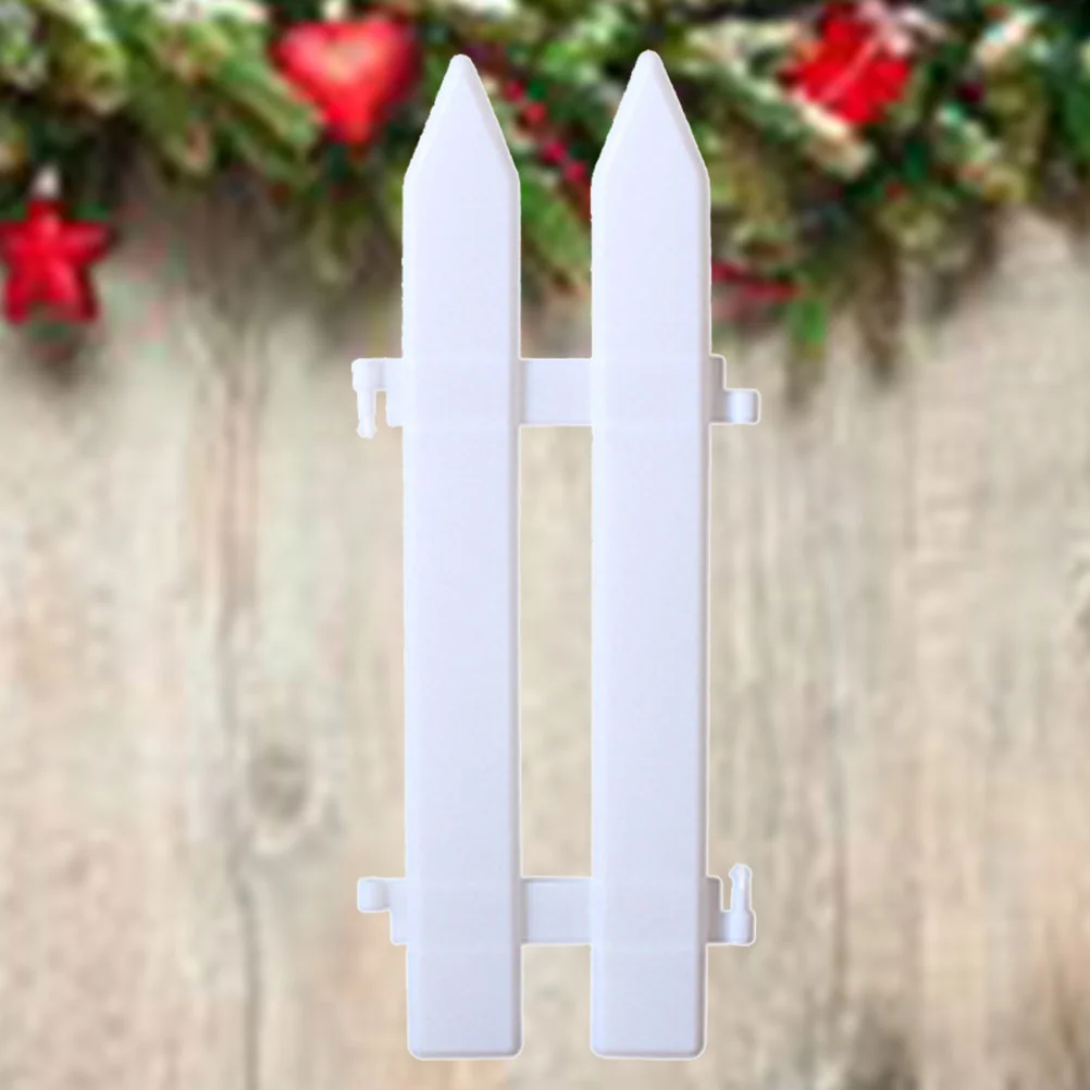 White Plastic Picket Fence Miniature Christmas Xmas Tree Wedding Party Decoration (12 Pieces) Christmas tree fence