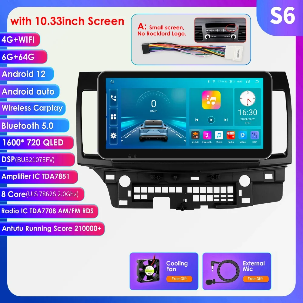 Hizpo Auto Intelligent Systemen Carplay Android Autoradio voor Mitsubishi Lancer 2007-2012 Multimedia Video Speler WIFI 8Core 6115