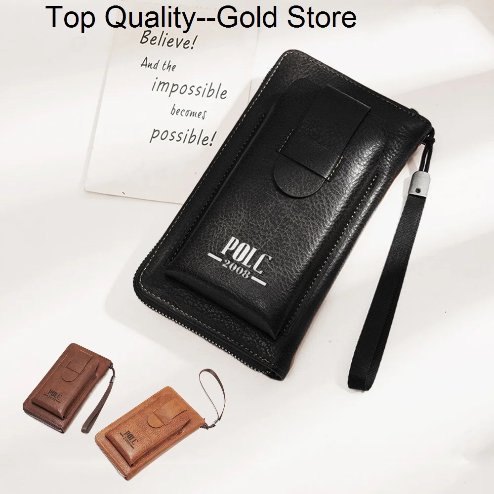 Men Clutch Wrist Long Wallet Purse Bag Mobile Cell Phone Case Rtro Male PU Leather Cigarette Pouch Handy Money Purses