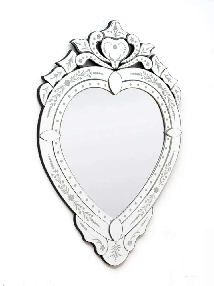 French retro engraved bathroom mirror, bathroom mirror, dining side wall-mounted decorative mirror, bedroom makeup mirror