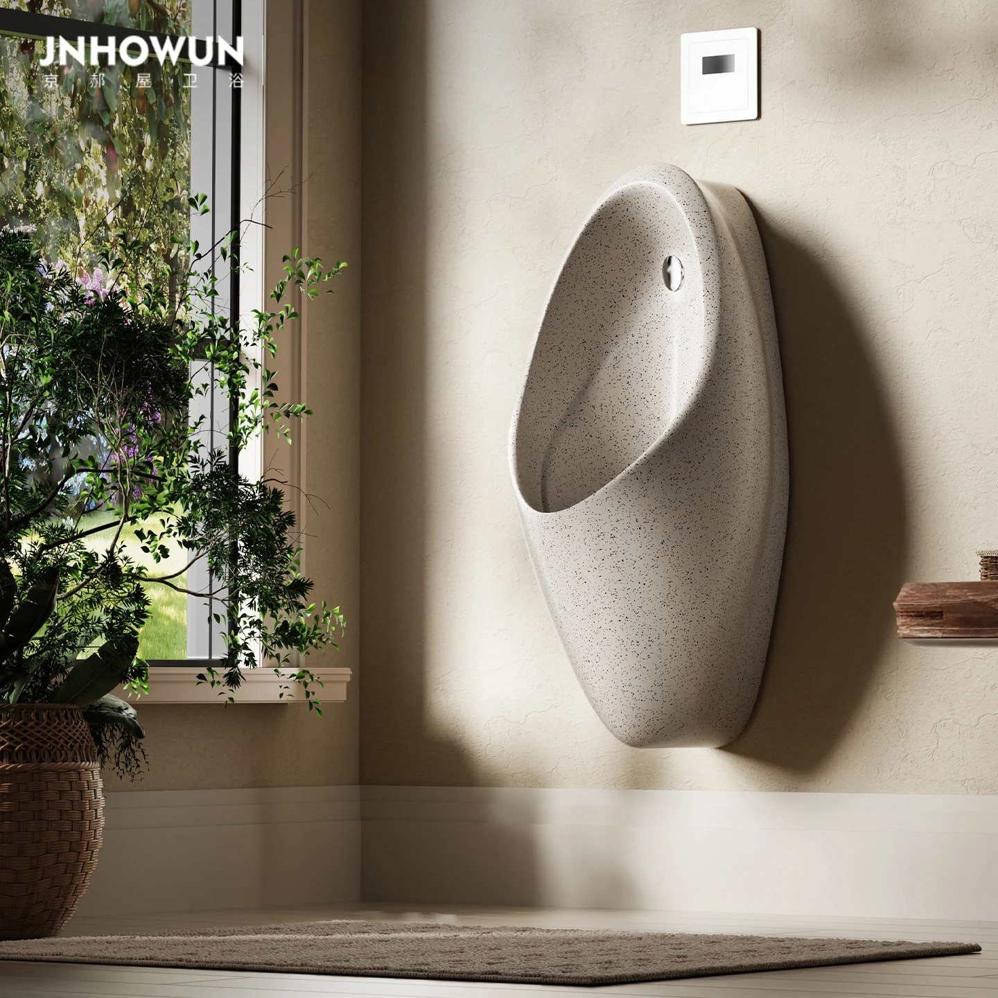 

Integrated Slim Wall Hanging Ceramic Urinal Simulated Graphite Dot Surface Auto Sensor Flush Sanitary Ware For Villa Household