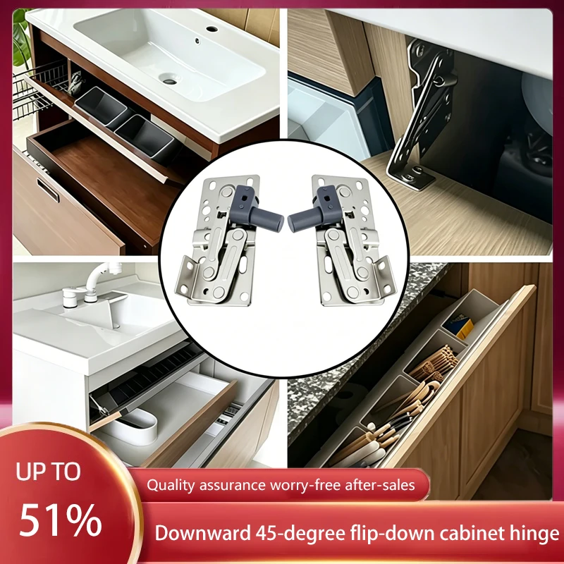 

Петля с углом наклона 45 градусов вниз, с пружинным демпфером плавного закрывания, для откидных дверей, фурнитура для тумб под раковину, обувных шкафов, аксессуары для шкафов