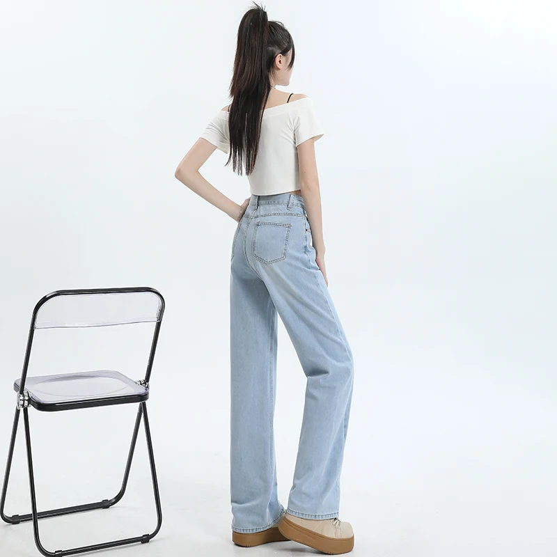 Jean Vintage taille haute pour femmes, ample, jambes larges, rétro, doux, extensible, pantalon évasé confortable, vêtements décontractés d'été