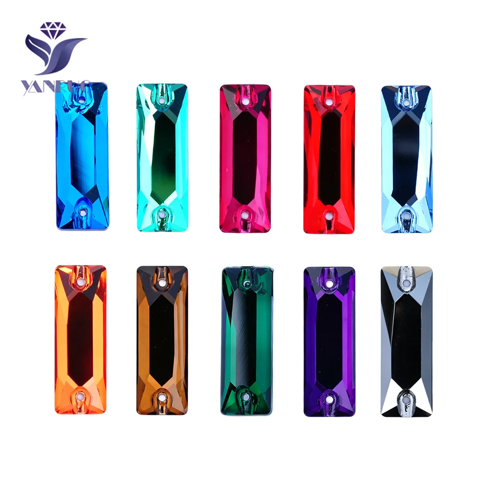 YANRUO 3255 Baguette cósmico, todos los colores, piedras para coser, diamantes de imitación de cristal, vestido de leotardo, piedras de diamantes de imitación para coser para ropa