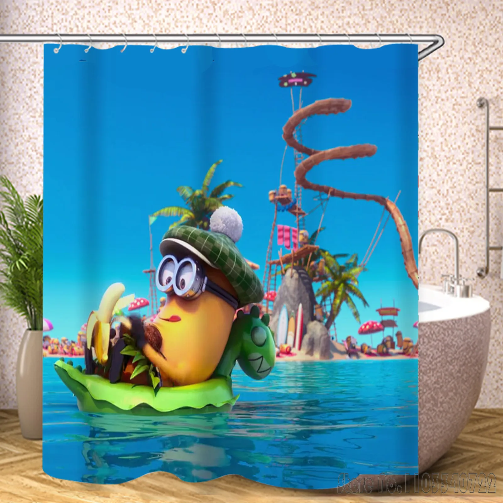 MINISO M-Minions Cartoon Colorful Shower Curtain 1pcs Waterproof Bath Screen Curtains with Hooks for Bathroom Decor