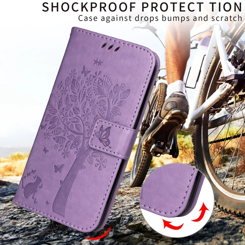 Wallet Flip Leather Tree Embossing Case For Huawei P40 P30 Lite P20 Pro Honor X9 X8 X7 X7a X8a X9a Magic5 Lite 50 Lite 10 Lite