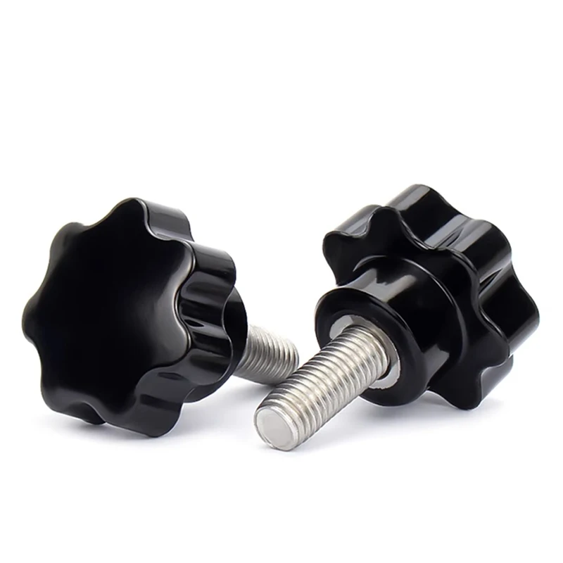 1pcs M6 M8 M10 M12 M14 M16 Hand Screw 304 Stainless Steel Handle Bakelite Bolt Knob Plum Handle Length 6-150mm Head 30/38/48/60