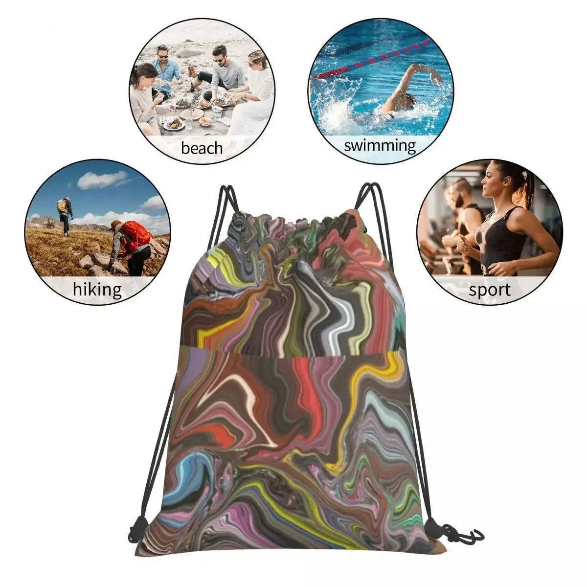 スクエアバックパック多機能ポータブル巾着バッグ巾着バンドルポケットシューズバッグブックバッグ男性女性学校