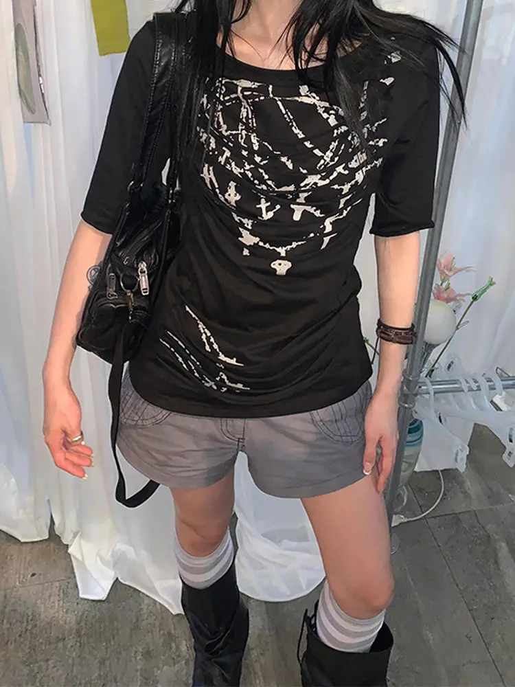 American High Street Design And Bright Line Pocket Work Pants For Women New Y2k Hot Girl Style Millennium Casual Shorts