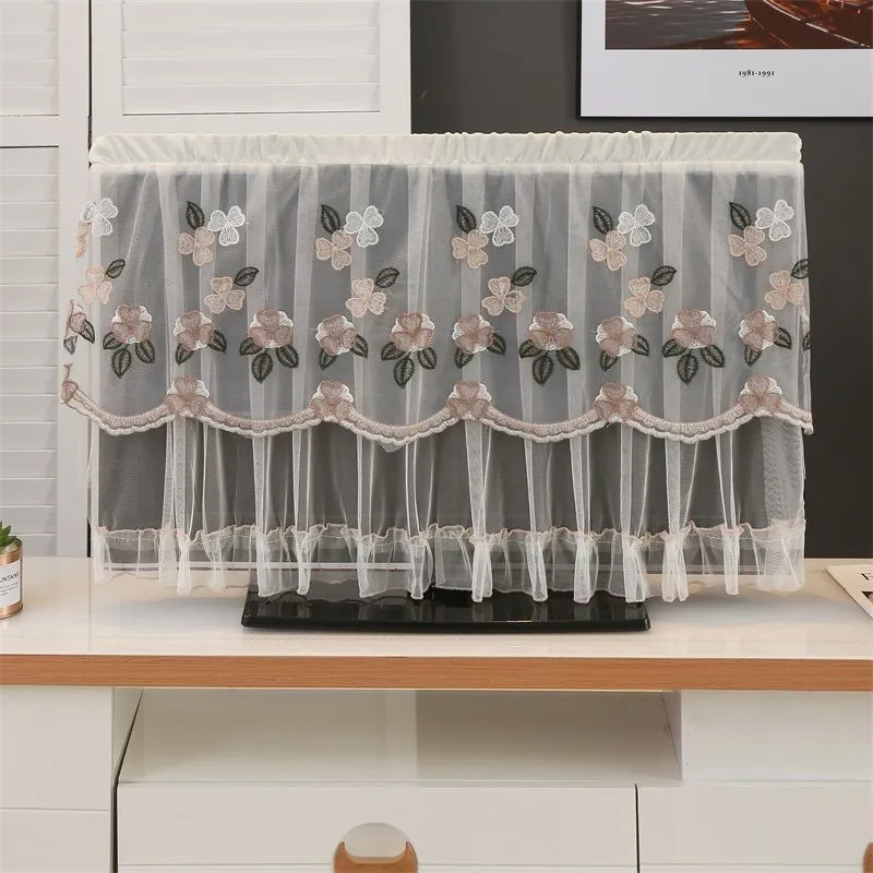 Home LCD TV Dust Cover Hanging Type Without Take Off Dustproof Cover Cloth Lace Cloth For Household Television Dust Cover ZG317