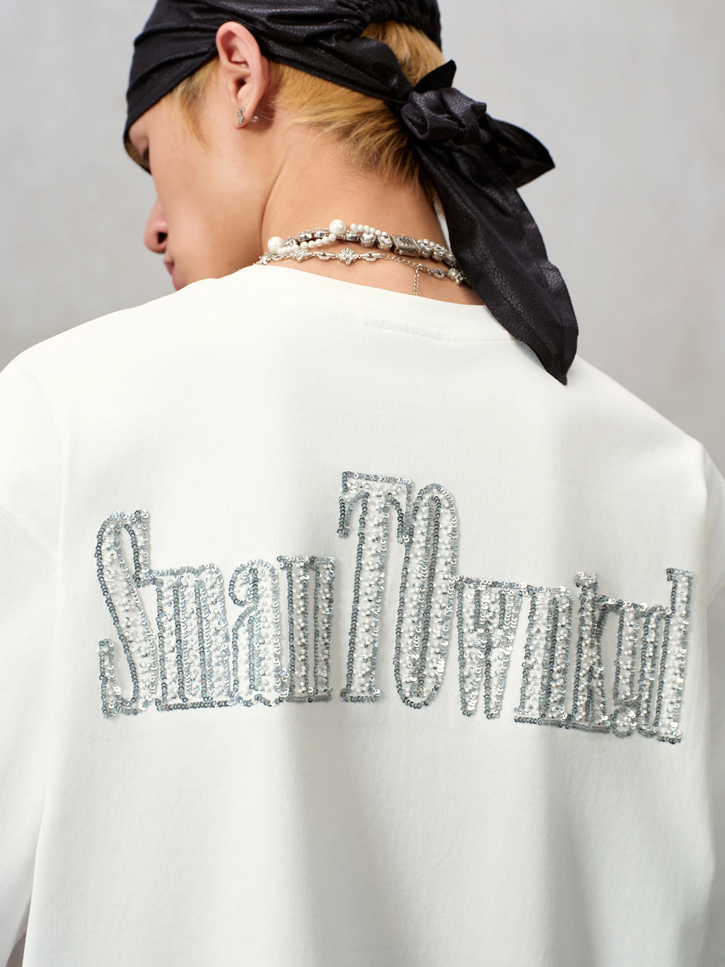 STK SmallTownKid American Retro Style Short Sleeve T-Shirt Glitter Letter Print Loose Fit Breathable round Neck Top