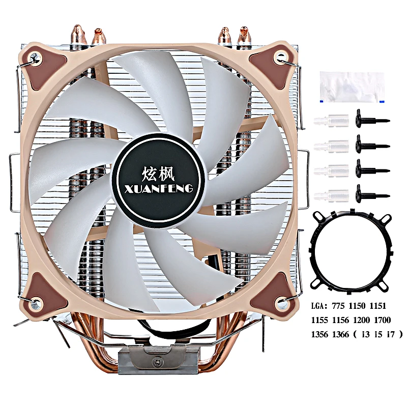 CPU Processor Cooling 120mm Fan 4 Heat Pipe PWM Suitable For Installing LGA775 115x 1200 1700 1356 1366 i3 i5 i7 AMD AM2 3P/4P