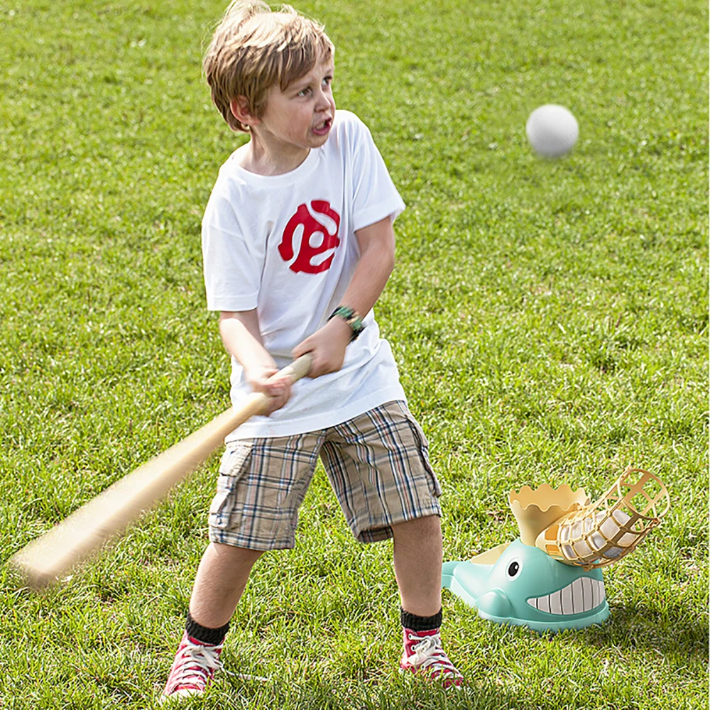 Children Outdoor Pitching Machine Baseball Catapult Automatic Ball Machine Toy Racket Parent-child interaction Fun Game Gifts