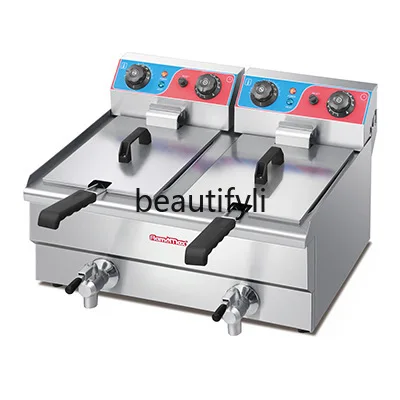 

Double Cylinder Double Sieve Thickened Electric Fryer Commercial Deep Fryer Temperature Control Timing Electric Fryer
