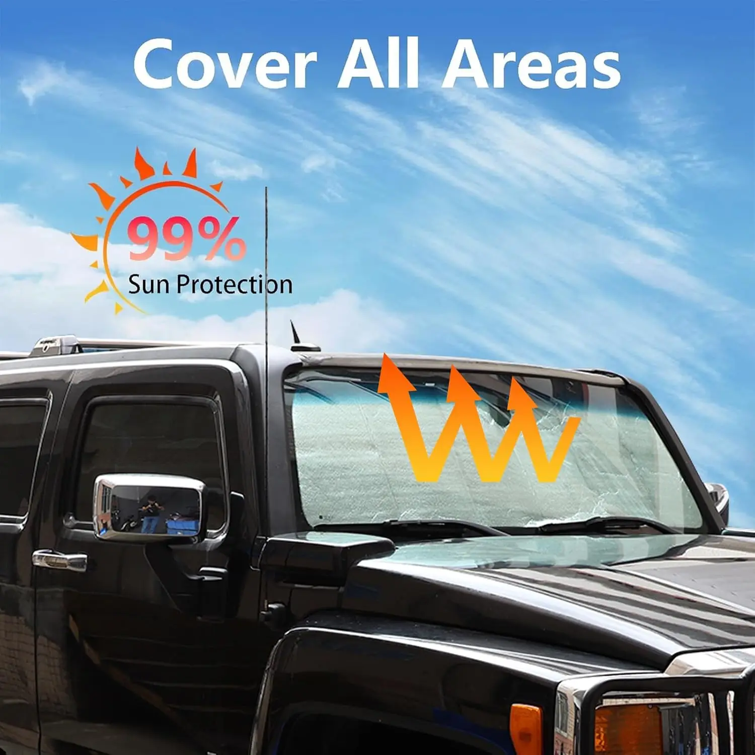 Car Windshield Sunshade UV Ray Reflector For Hummer H2 2003-2009 Front Window Sun Shade Shield Kit Foldable Reflective Sun Visor