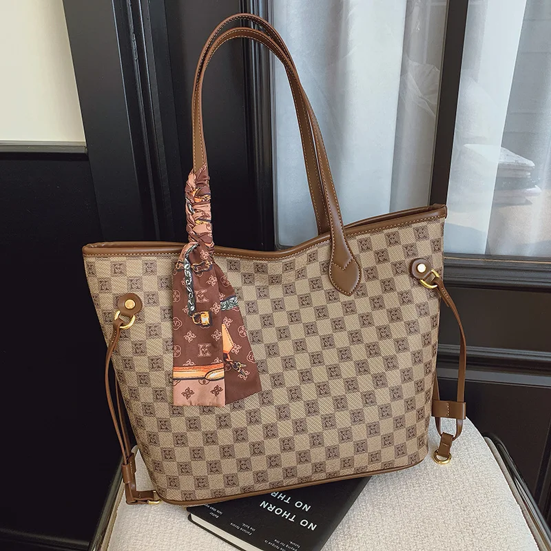 

2025 Spacious Monogram Tote Bag, Large Shoulder Purse for Women, Fashion Crossbody Bag, Luxe Top Handle Bag, Day-to-Night