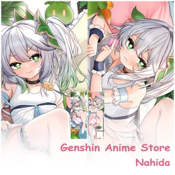 Funda de almohada Nahida Dakimakura Genshin Impact Anime Otaku Waifu, decoración de Cosplay, abrazando el cuerpo, estampado de doble cara, funda de cojín