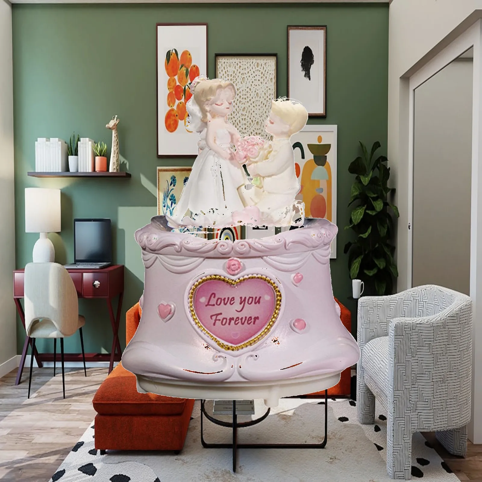 Portable Crystal Ball Music Gift Love Musical Box Collectible for Home Office Bedroom Living Room Display