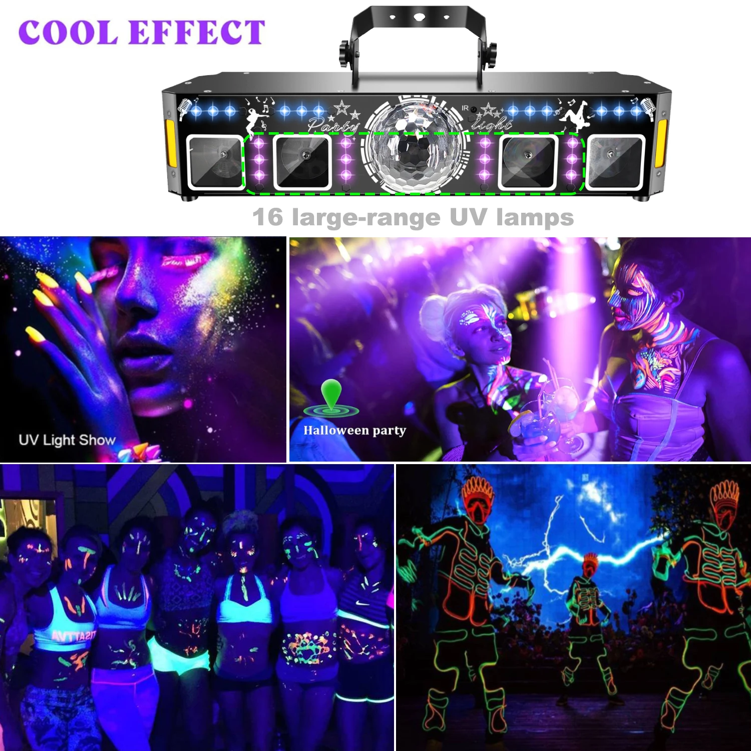 Remote Control Mini LED Stage Effect Light DJ Equipment Disco Party Light 6in1 UV for Home Coming Event Show
