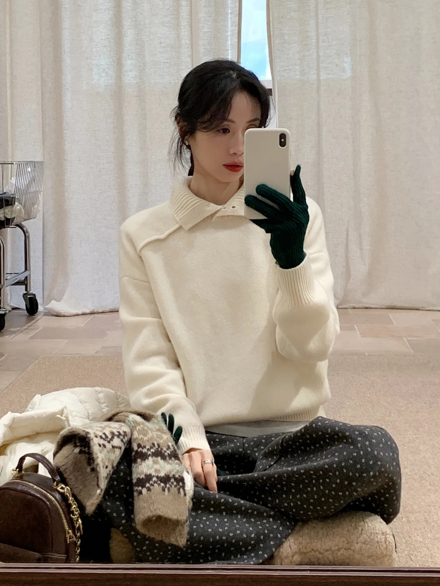 

Loose Casual Long Sve Wool Knitted Sweater Women's Collared Knitwear Korean Sle Autumn Winter New Arrival Versatile Long...