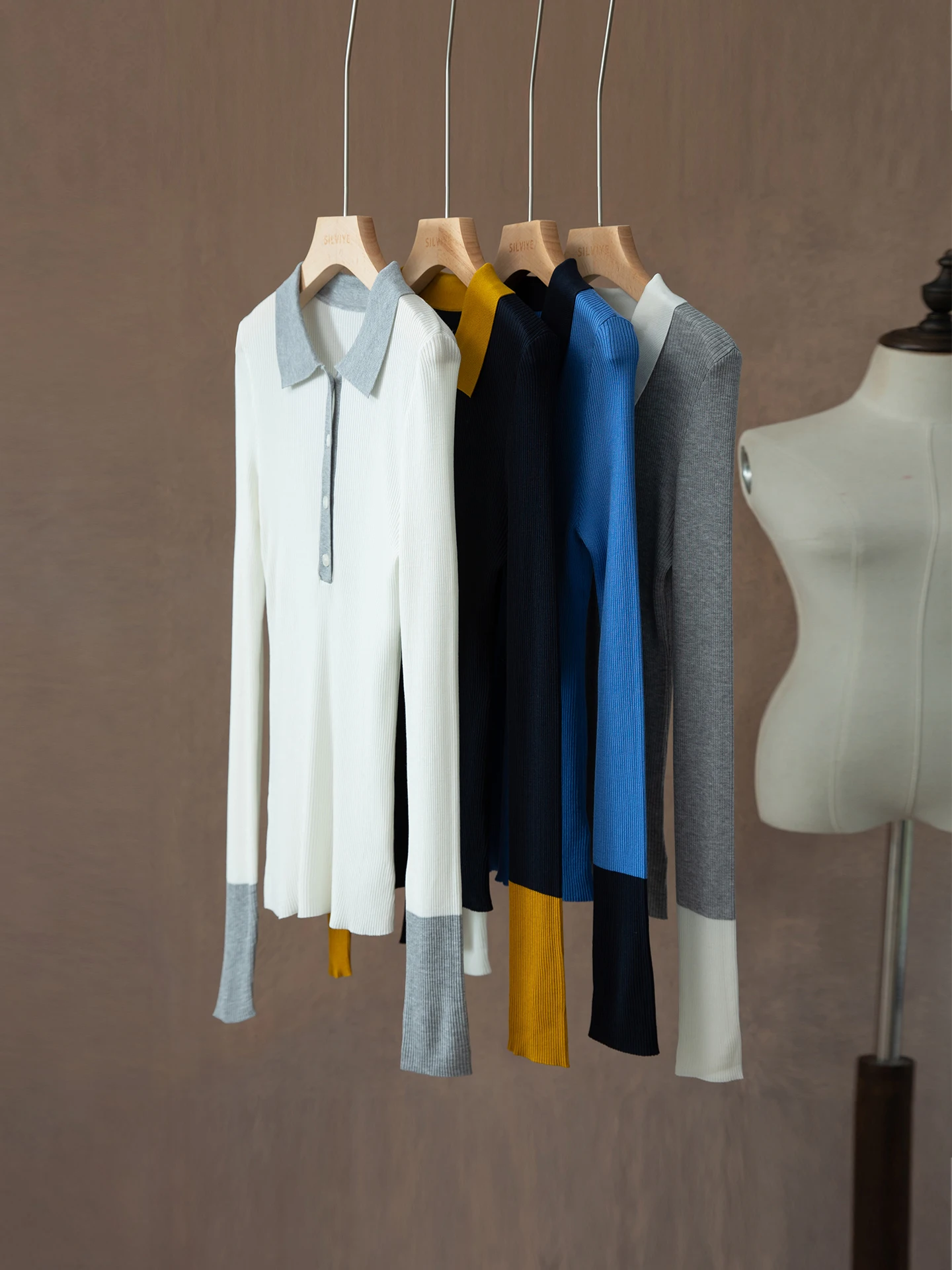 

High-Definition Color Block Knitwear Women's Slim Fit Neck Inner Shirt Premium Feeling Lenzing Modal Fiber Soft Long Sleeve