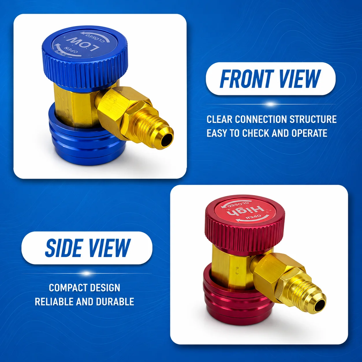 NEW Freon R134A/r1234yf Auto Car Quick Coupler Connector Brass Adapter Air Conditioning Refrigerant Adjustable AC Manifold Gauge