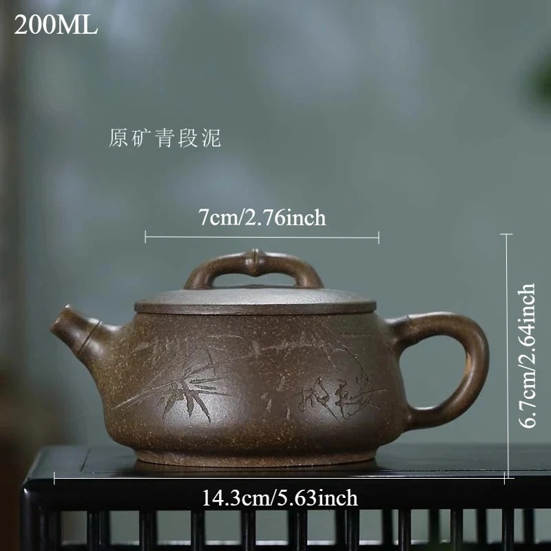 200ml Yixing Purple Clay Teapot Original Ore Purple Clay Handmade Ceramic Carved Stone Ladle Pot By Famous Craftsmen