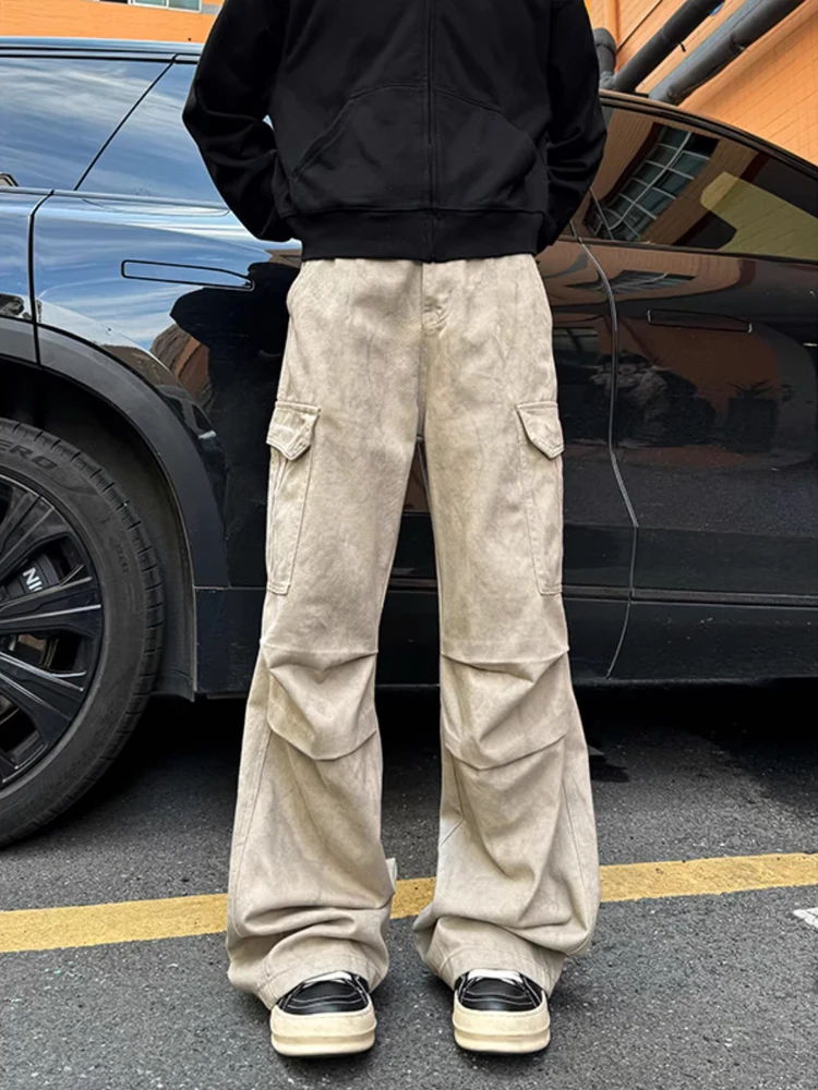 

Ретро китайский Sle Tie Dye с мраморным узором Спецодежда Джинсы Повседневные прямые брюки Slim Fit Повседневные брюки со средней талией на молнии Fly