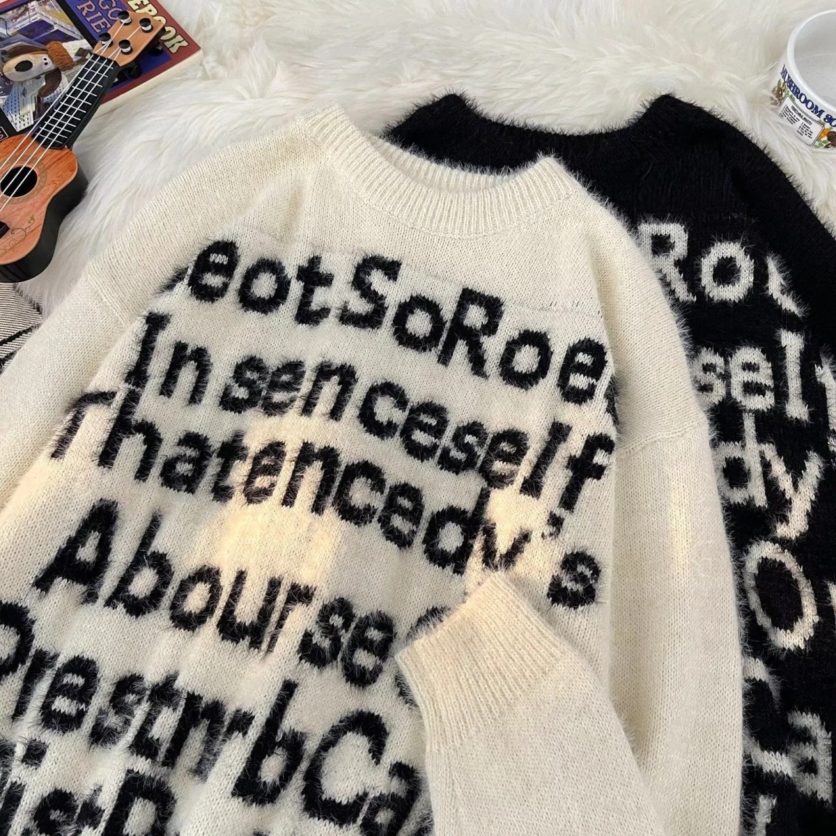 

Винтажный вязаный свитер American Sle, свободный крой, повседневный, осенний, новый дизайн, Sensation, маленький, универсальный, ленивый, Sle...