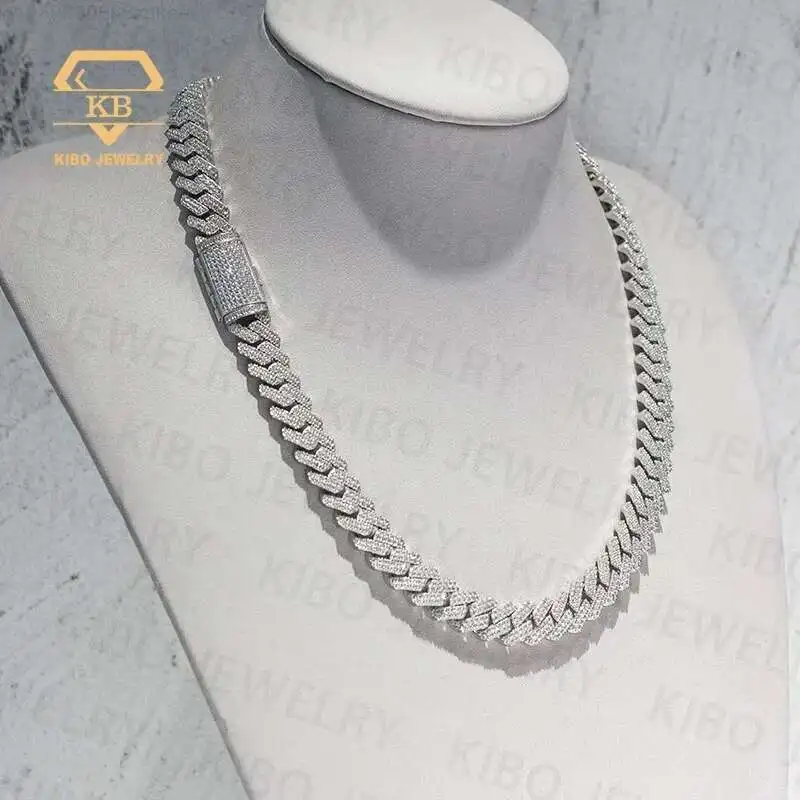 

Rapper Jewelry Iced Out Hiphop Necklace For Men 8mm 10mm 12mm 925 Sterling Silver lab diamond moissanite cuban link chain