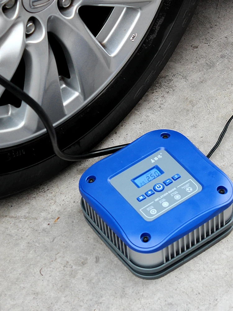 Portable 12V tire inflation pump for car mounted inflation, multifunctional digital display for small cars