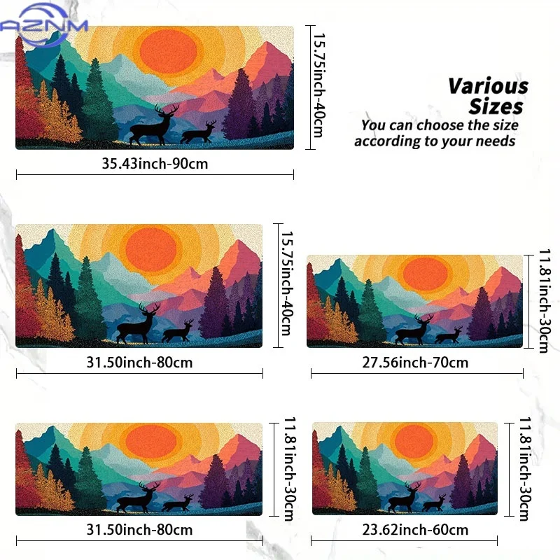 Dot - Designed Mouse Pad Featuring Deer And Mountains, Made of Rubber, Available in Various Sizes, Great for Coders And Gamers,