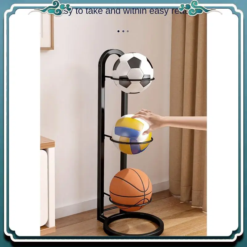 

Reliable Three-Layer Iron Basketball Stand, For Volleyball, Football Storage Rack, Multi-Layer Storage Rack