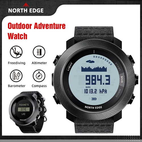 Imagen 2 del producto NORTH EDGE APACHE-D reloj Digital de buceo libre para hombres deportes al aire libre natación impermeable 100M altitud barómetro brújula relojes de pulsera