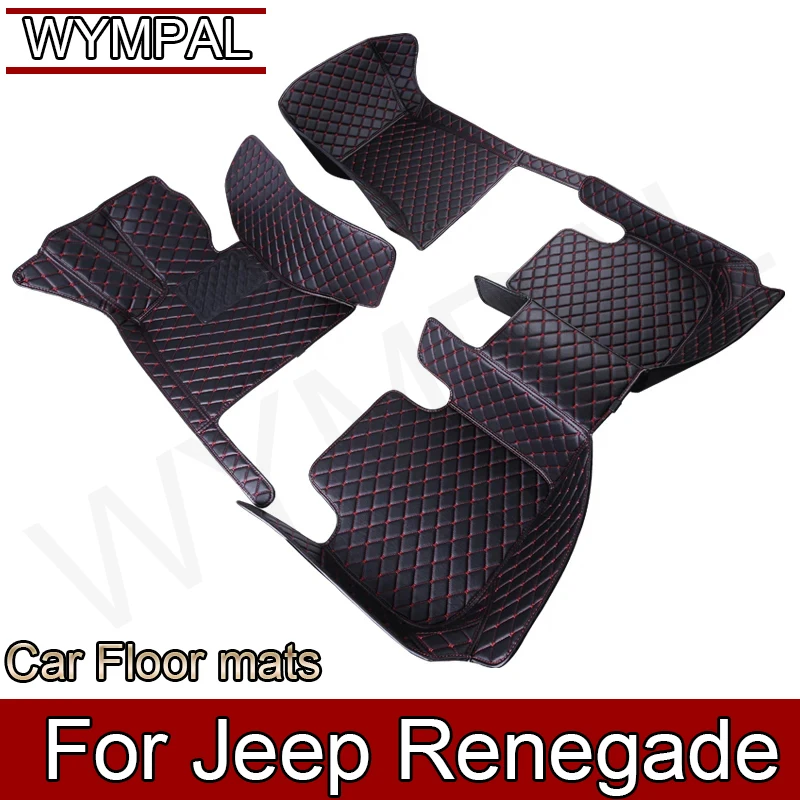 Custom Automotive Car Floor Mats For Jeep Renegade 2016 2017 2018 2019 Auto Luxury Leather Men Women Car Mats Full Coverage