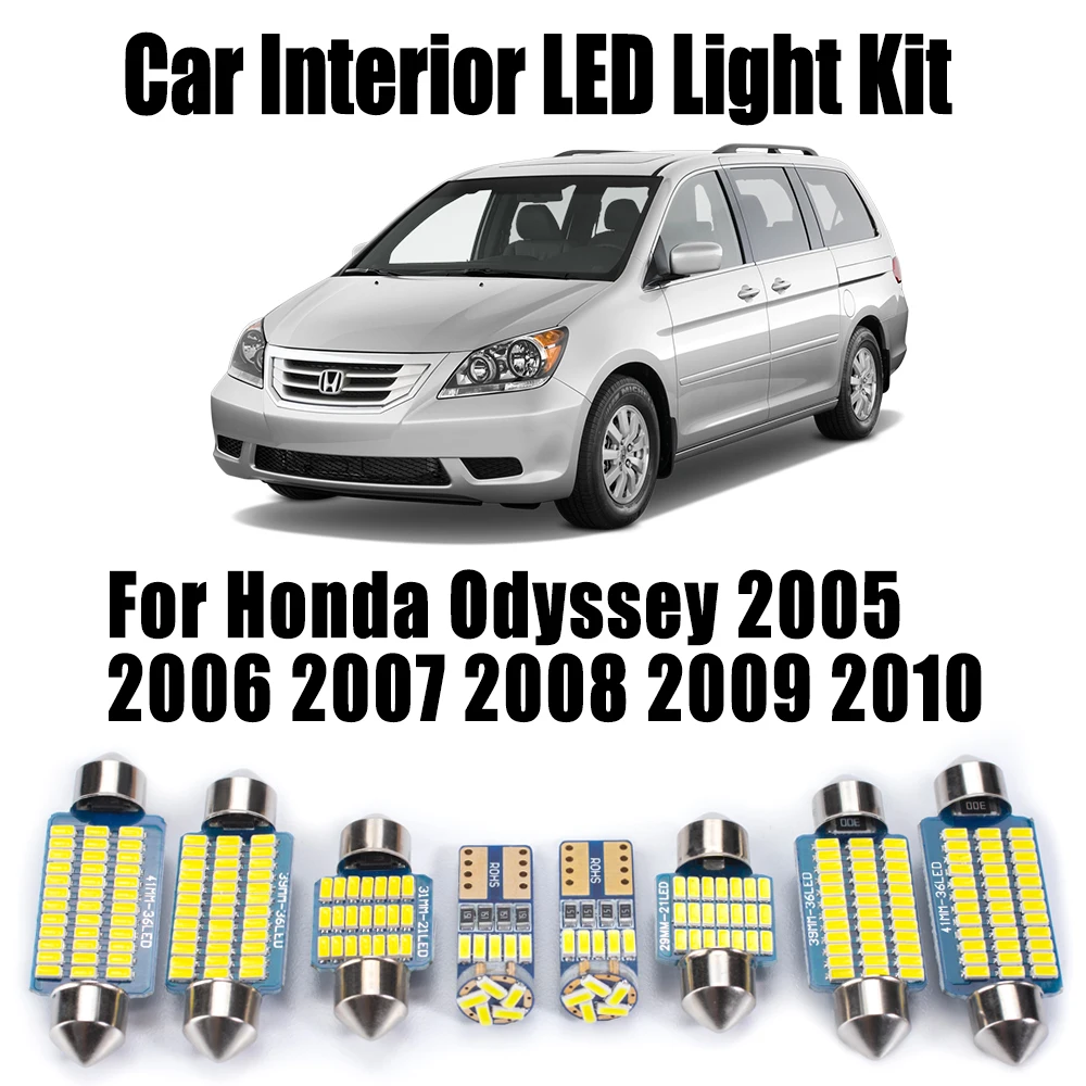 

14cs Canbus для Honda Odyssey 2005-2007 2008 2009 2010 светодиодный внутренний купол с картой, косметическое зеркало, комплект освещения для багажа, автомобильная лампа для чтения