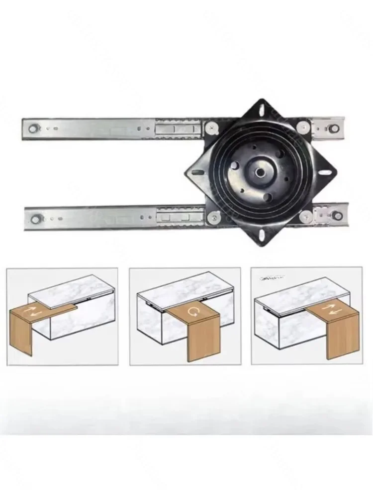 Rotating Extendable Table Slide Rail, Island Counter Translation Guide Hardware for Pull Out Dining Bar Counter