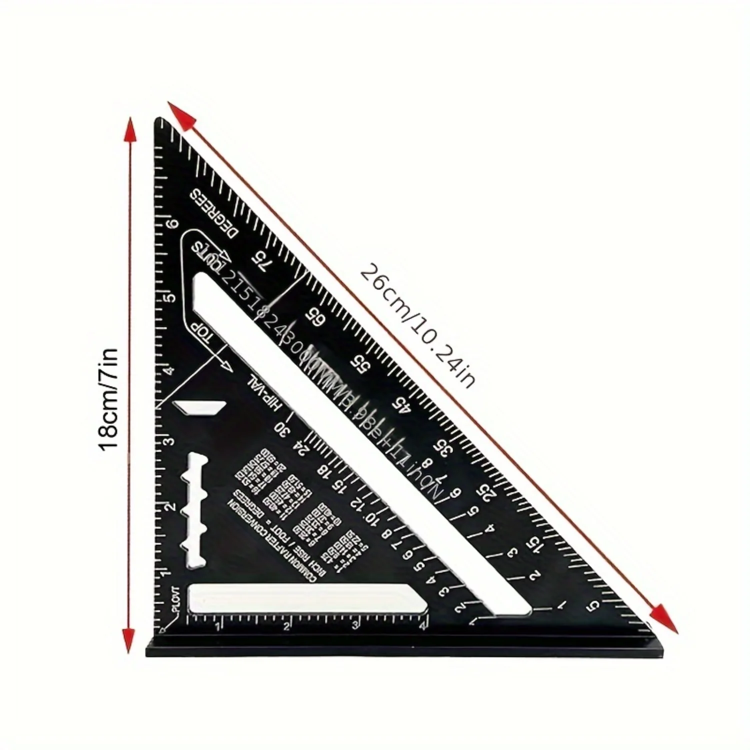 Accurate Carpentry Square Tools Metric Triangle Ruler, Square Protractor High Precision Aluminum Alloy Triangle Ruler, Double Sc