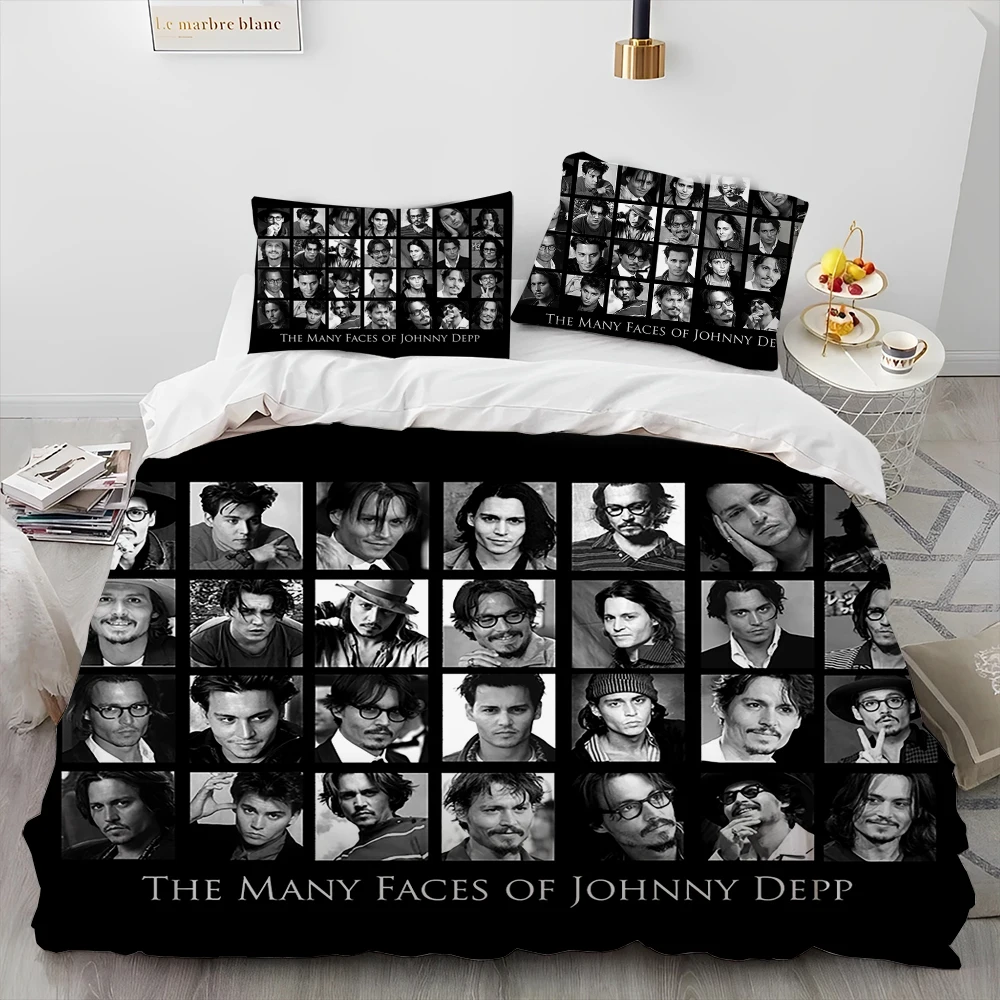 Imagem -04 - Impressão 3d Johnny Depp Série Comforter Bedding Setduvet Cover Bed Conjunto Quilt Cover Fronha King Queen Size Conjunto de Cama Kids