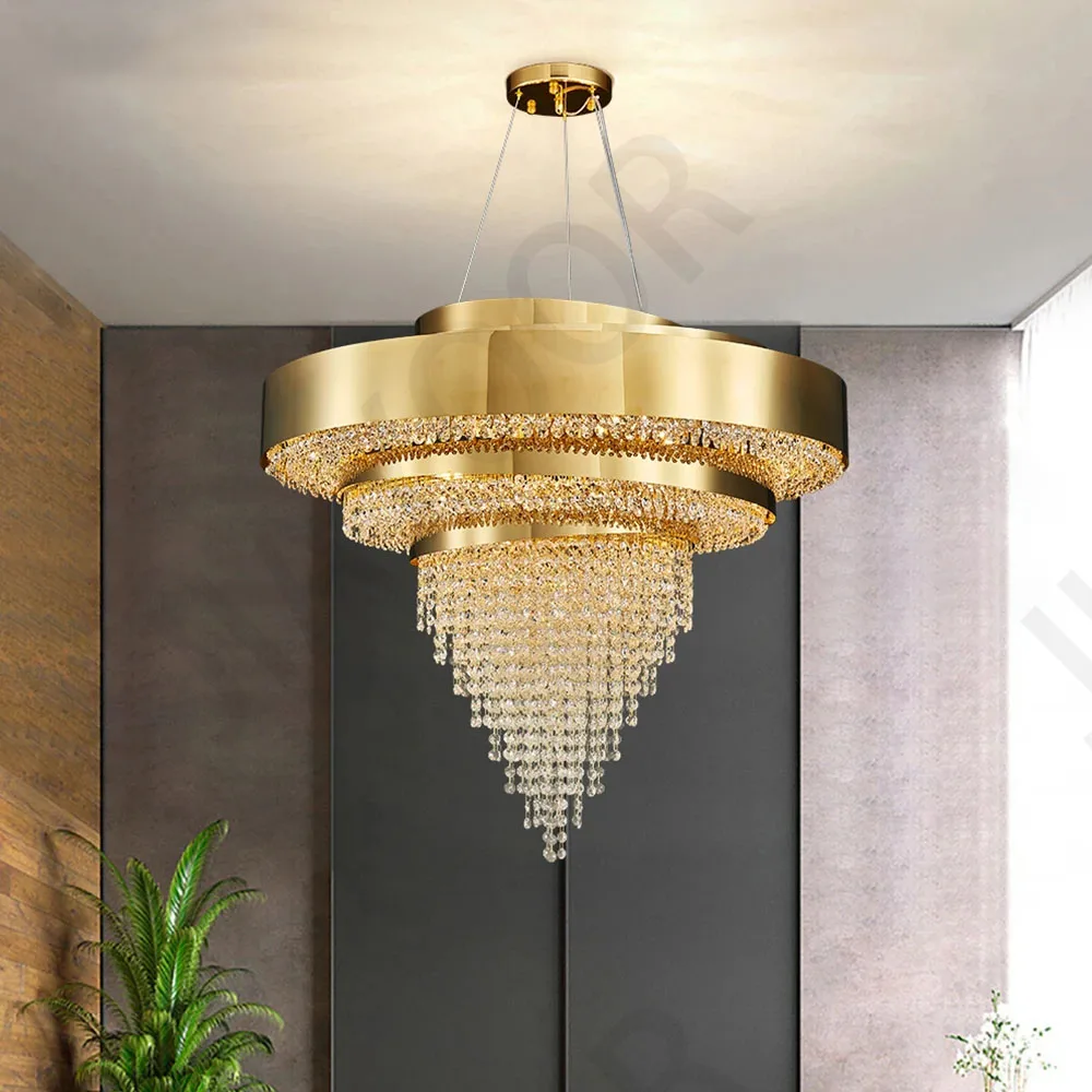 

Large Modern Crystal Chandelier For Living Room Luxury Home Decor Gold Hanging Light Fixture Creative Design Led Cristal Lustre